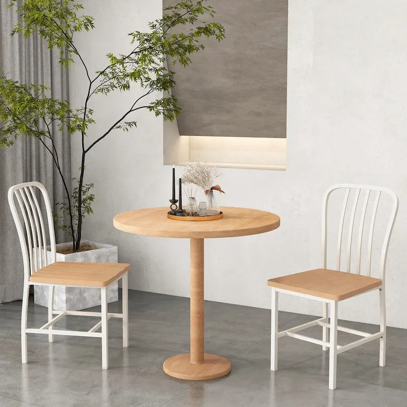 Armless Spindle Back Dining Chair Set of 2 with Ergonomic Seat-Black - 22 x 18 x 37