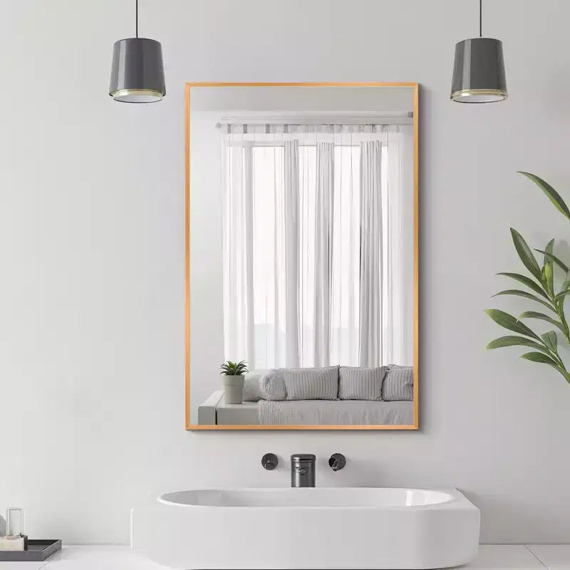 Rectangular Wall Mirror with Slim Metal Frame, 36 in. H x 24 in. W
