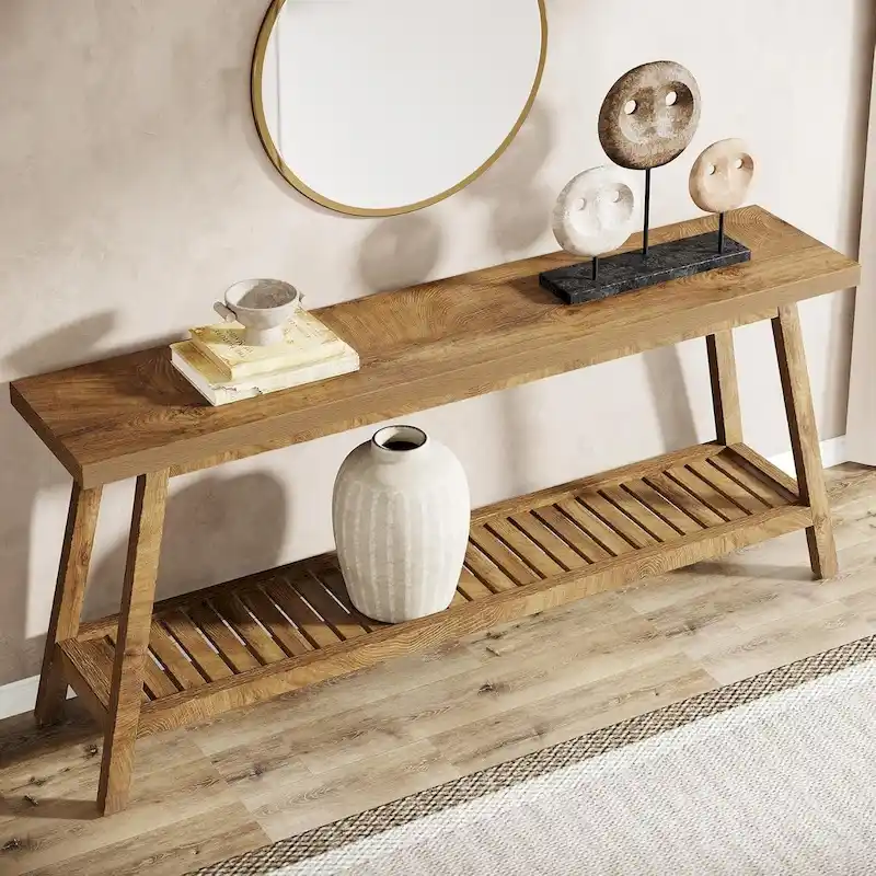 70.9 Inches Farmhouse Console Entryway Table 2 Tiers Narrow Long Behind Couch Sofa Table