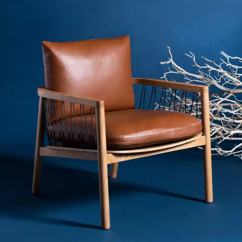 Caramel Midcentury Leather Chair - SFV4515A - Brown - Safavieh Couture