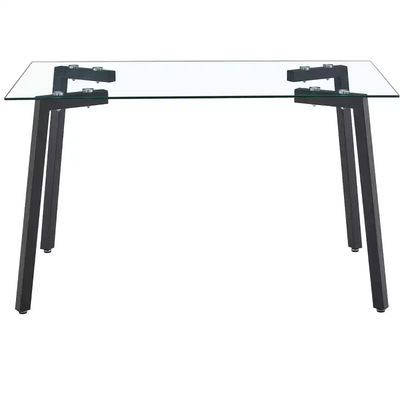 Okak Modern Dining Table Rectangle Glass Dining Table for Kitchen Living Room, Dining Room
