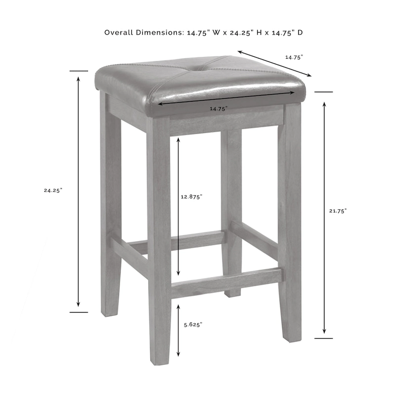Crosley Bartlett Wood Top Kitchen Island W/Uph Square Stools - 50d x 42w x 36h