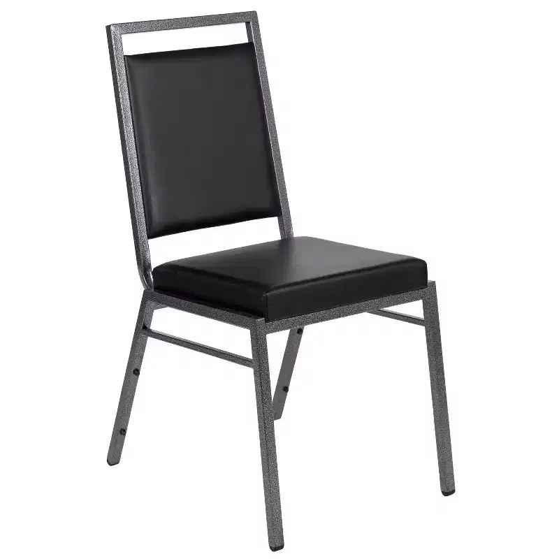 Square Back Stacking Banquet Chair with Silvervein Frame