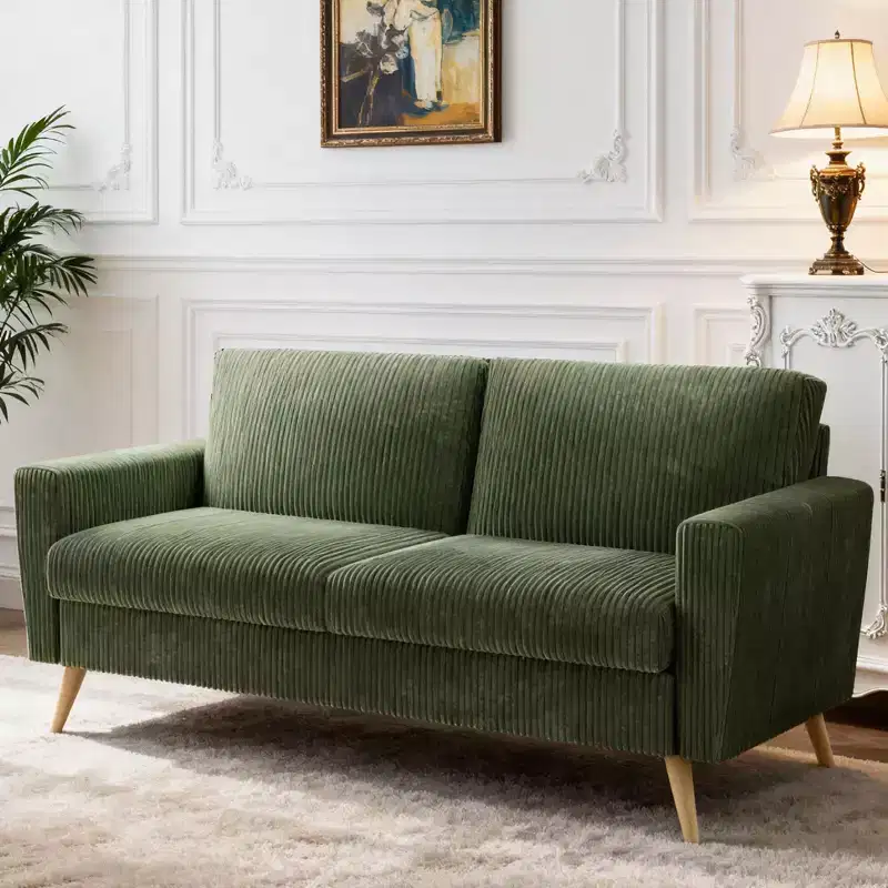 68 inch couple sofa corduroy sofa, modern couple sofa in living room, bedroom and office, comfortable sofa with spring pad
