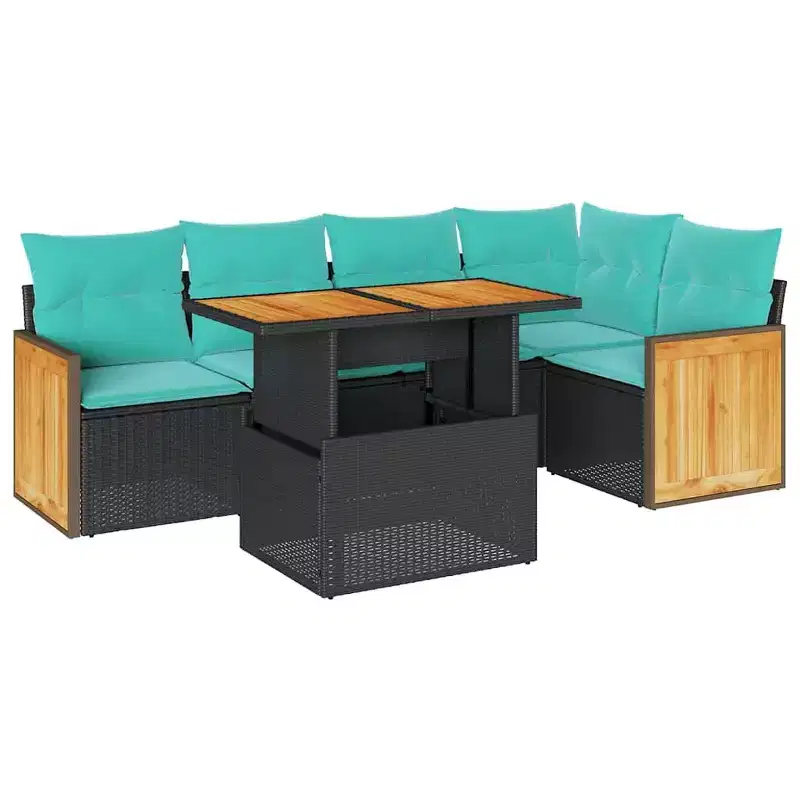 vidaXL 6 Piece Patio Sofa Set with Cushions Poly Rattan