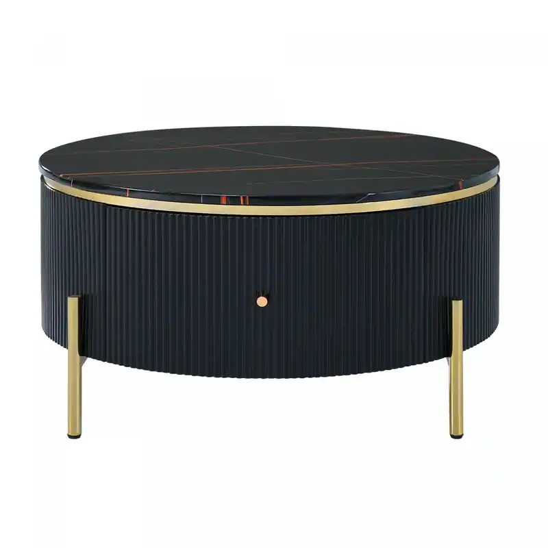 31.5 Modern Round Coffee Table With 2 Storage Drawers