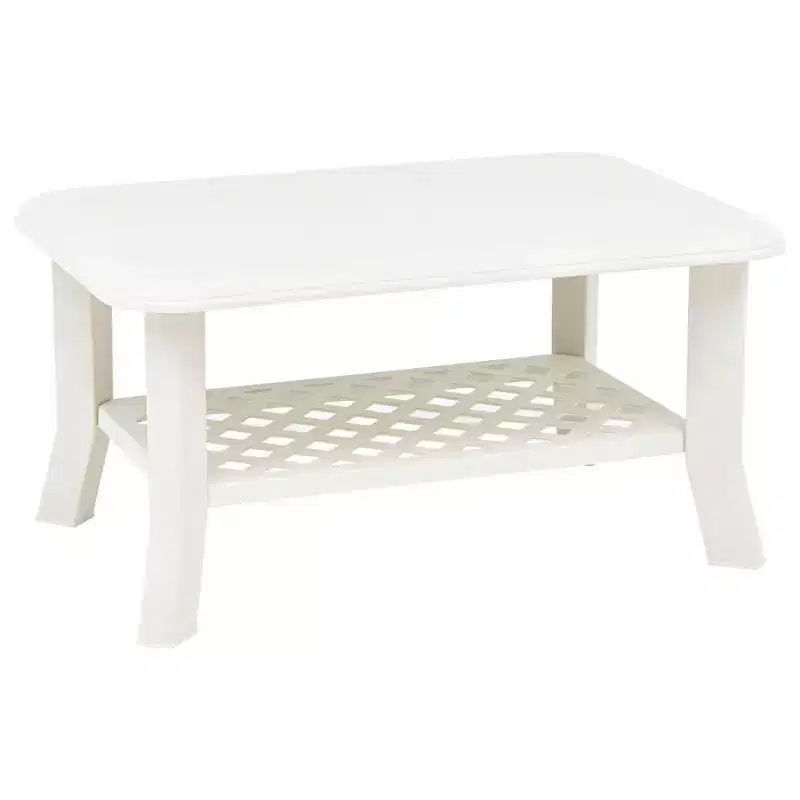 Coffee Table End Table with Storage Shelf, Side Couch Table, Plastic