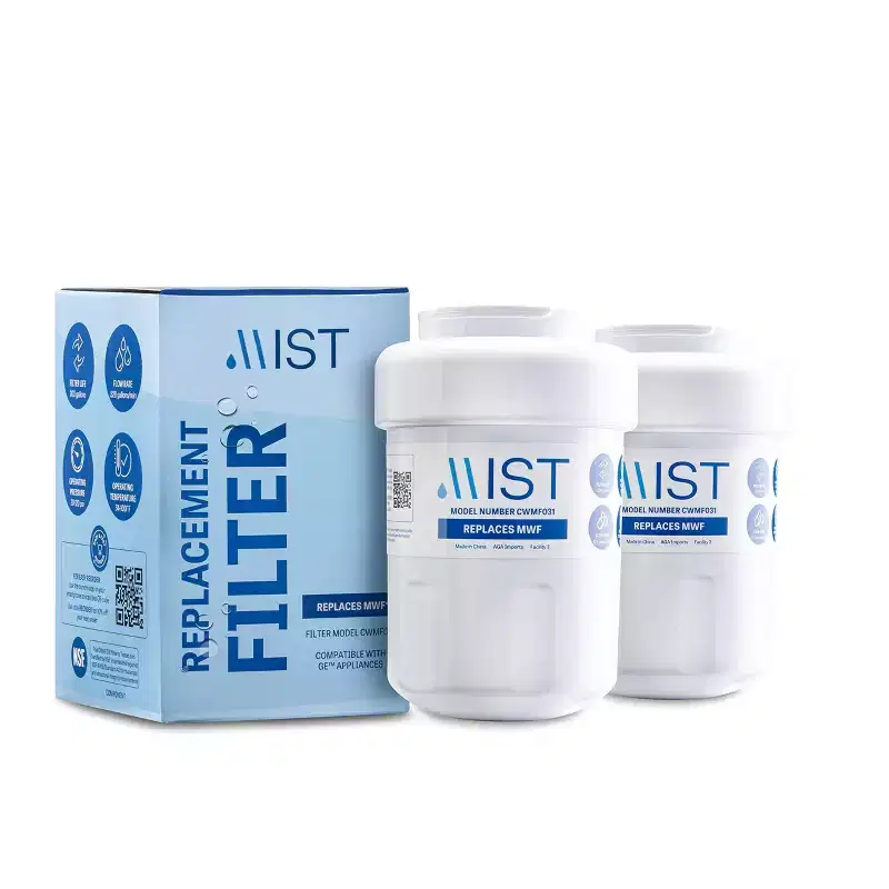 Mist MWF Compatible with GE MWF Smartwater, MWFP, GWF, Kenmore 469991 Refrigerator Water Filter Replacement (2pk): Fridge Filter, Carbon, White