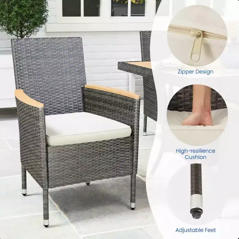 4-Piece All-Weather Rattan Patio Dining Chair