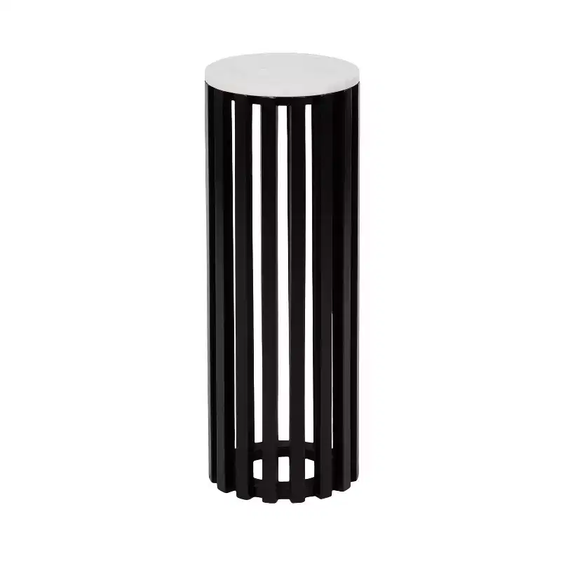 Round Wood & Marble Drink Table, 24 in. Tall