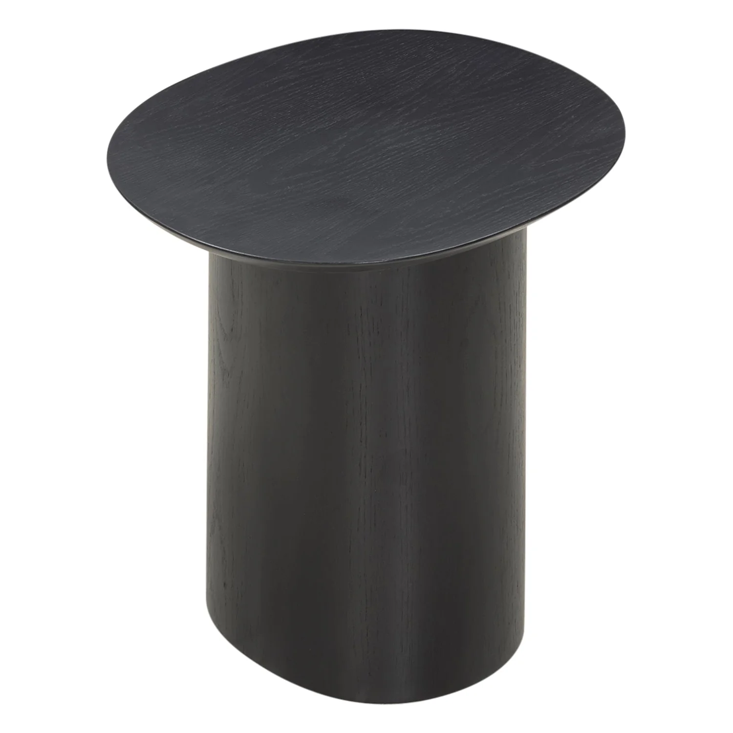 Sculptural Solid Oak Side Table with Pedestal Base and Rotated Top for Living Rooms