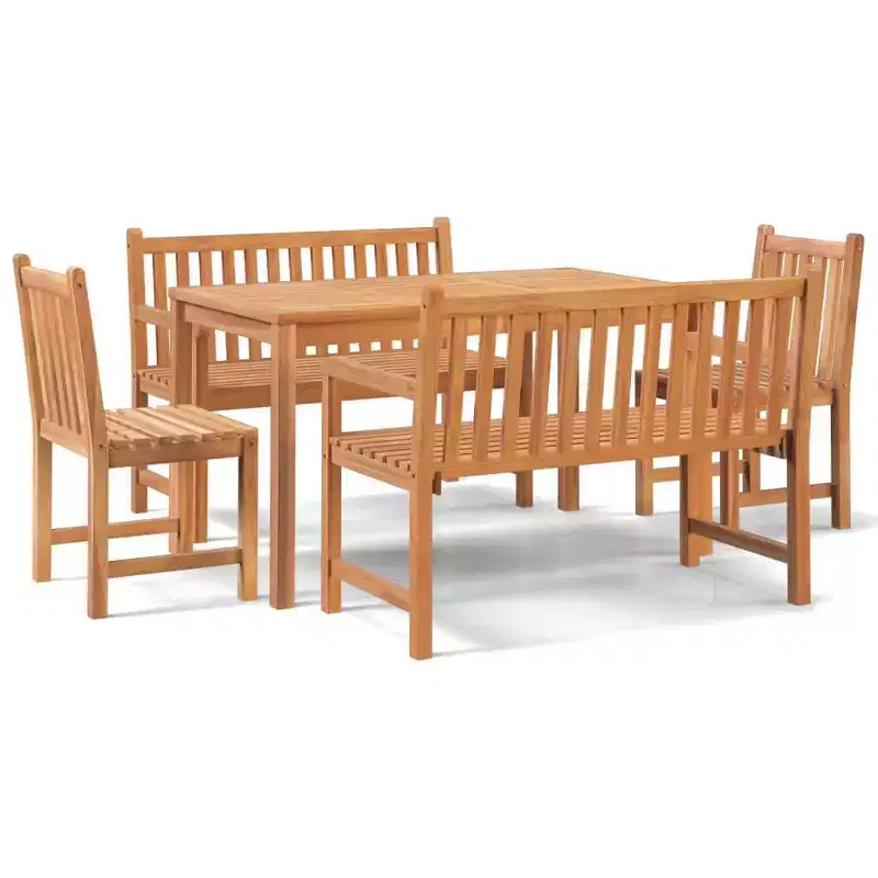 vidaXL Garden Dining Set Natural Teak Solid Teak Wood One Size Durable