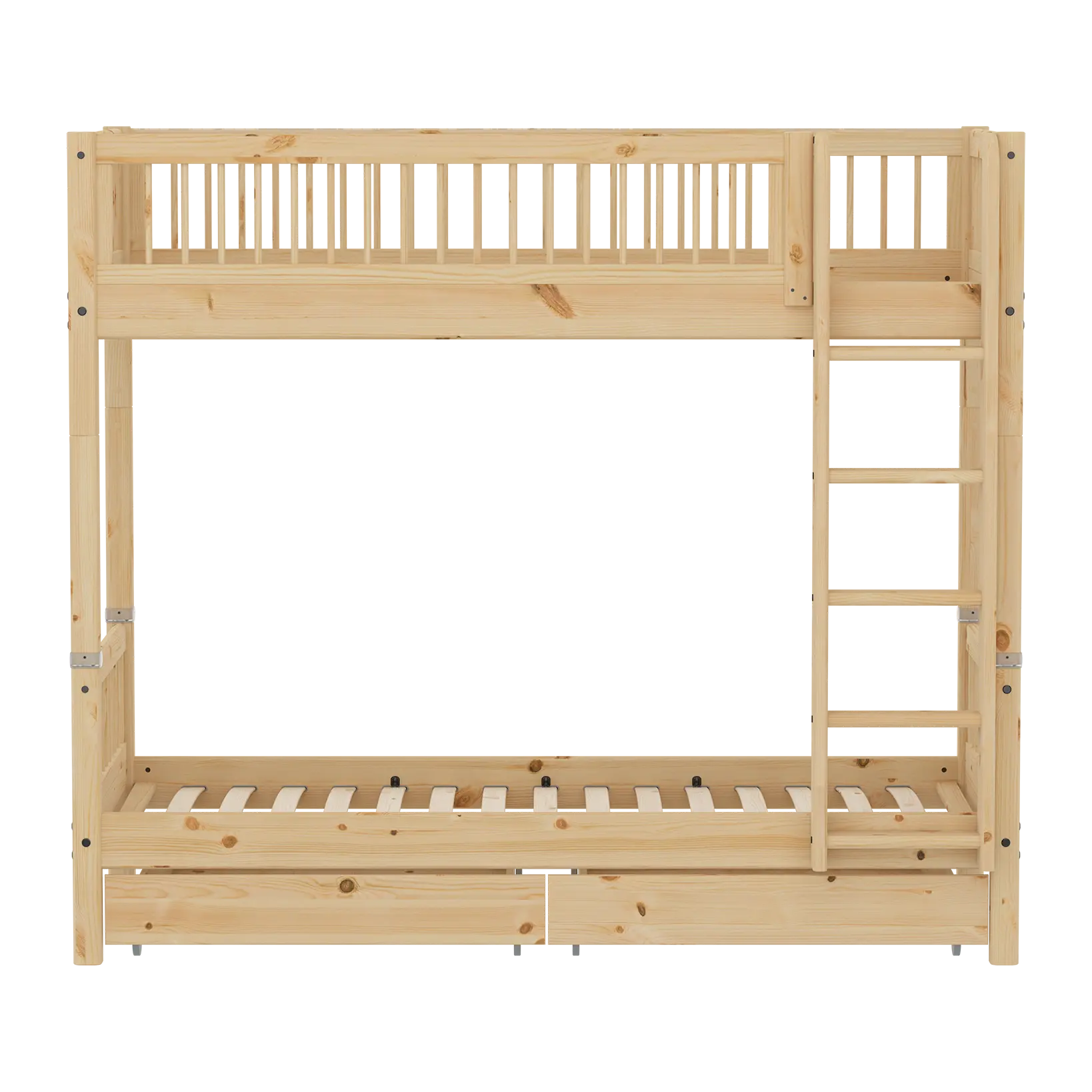 High Bunk Bed with Storage, 90x200 cm, Pine