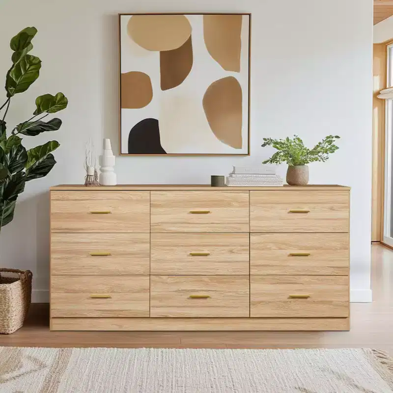 GDFStudio Rowan Farmhouse Wooden 9-Drawer Dresser