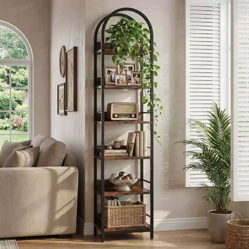 6-Tier Arched Corner Bookshelf, 78.7