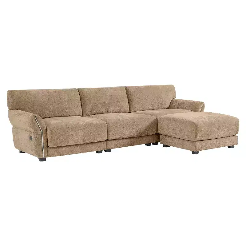 L-Shaped Sectional Sofa Set with Ottoman, 3-Seat Chenille Couch with Extra-Wide Seat and USB, 110
