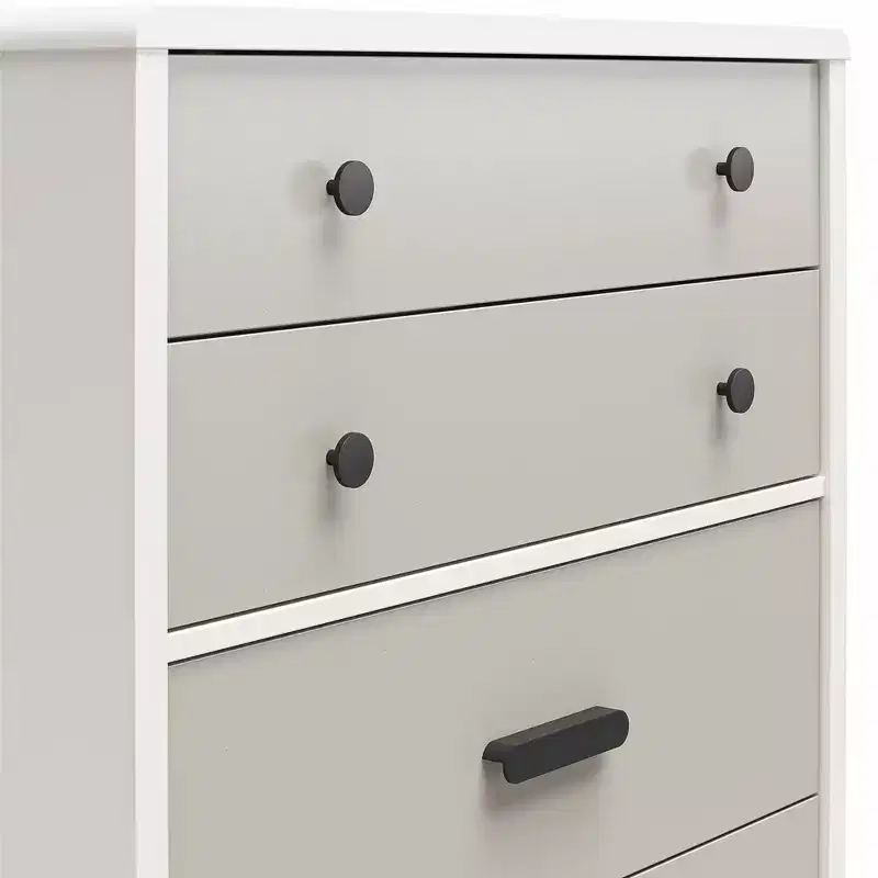 CosmoLiving by Cosmopolitan Valencia Tall 5-Drawer Dresser, Taupe and White