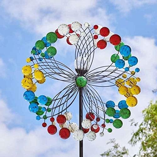 2m Solar Wind Spinner with Colour Changing LED Garden Art