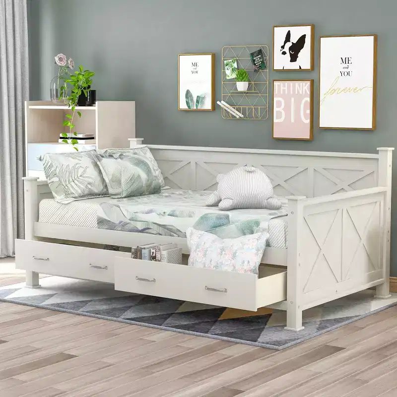 Modern and Rustic Casual Style Twin Size Wood Daybed