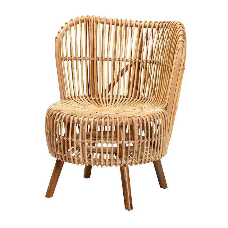 Nagoya Modern Bohemian Natural Rattan Lounge Chair - Small or Large