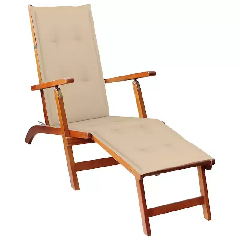 vidaXL Deck Chair Solid Acacia wood Standard Foldable Deck Chair