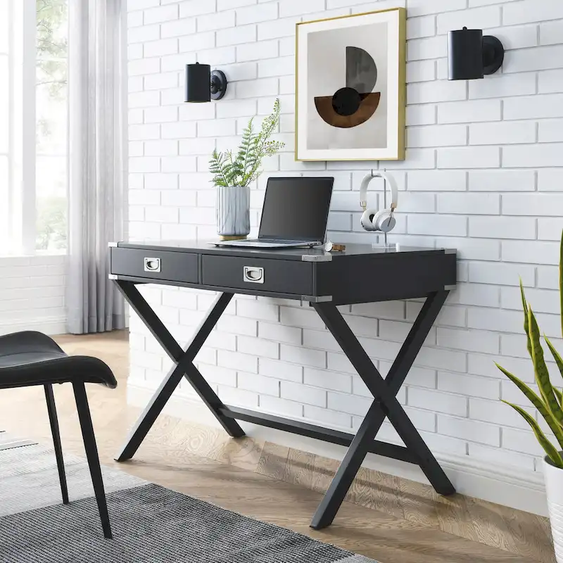 Solid Wood Computer Desk with Drawers
