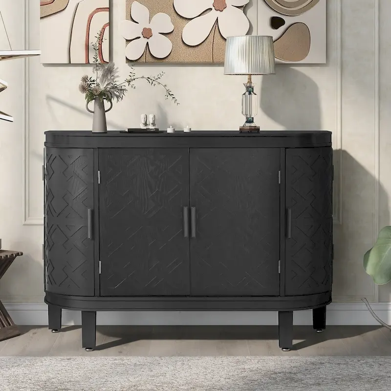 33.50 in. H Storage Cabinet with Antique Pattern Doors