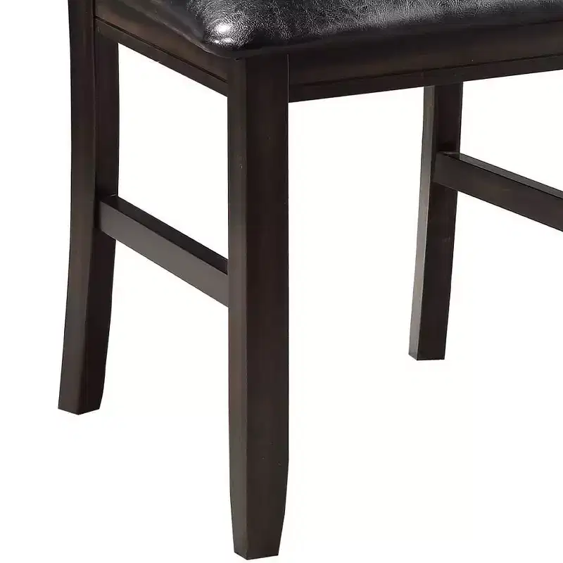 23 Urbana Dining Chair Black PU and Espresso - Acme Furniture: Set of 2, Armless, Linen Upholstery
