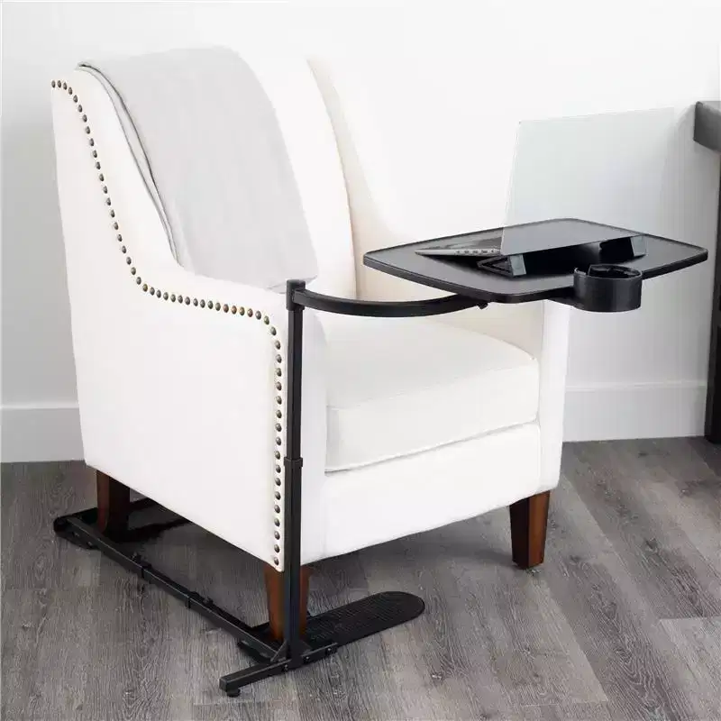 Adjustable Swivel TV Tray & Laptop Desk with Cupholder & Laptop Wedges, XL, Black