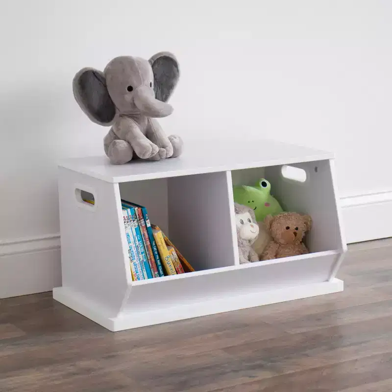 Wood Toy Storage Cubby and Kids' Bookcase White - Humble Crew: MDF Frame, Open Bin Shelf, Kids Toy Organizer