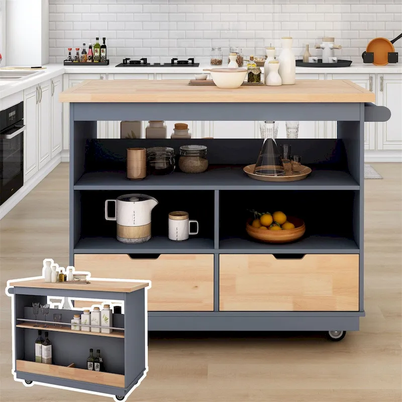 Two-sided Kitchen island Cart on Wheels by Harper&Bright Designs