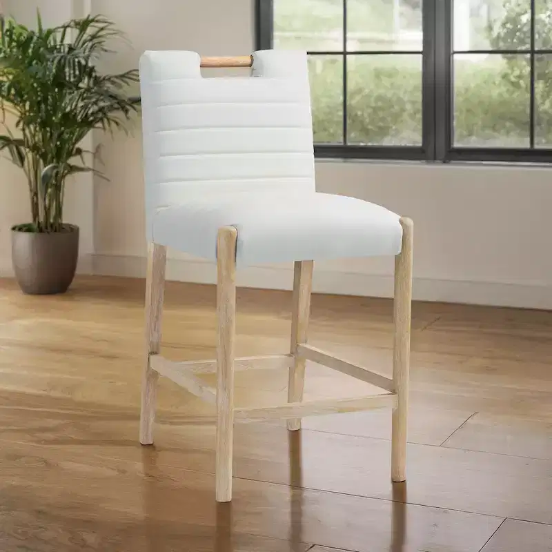 Aimee Cream Vegan Leather Counter Stool
