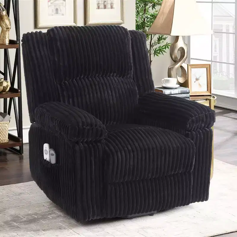 Power Lift Recliner Chair - Heat & Massage Function, Electric Stand-Up Recliner with Adjustable Positions, Soft Polyester Fabric & Full Sponge Padding