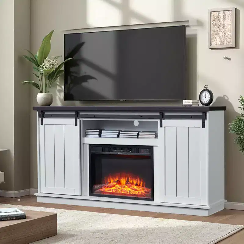 63 Tv Stand For Tvs Up To 80 With Open Storage Shelves And Cabinets
