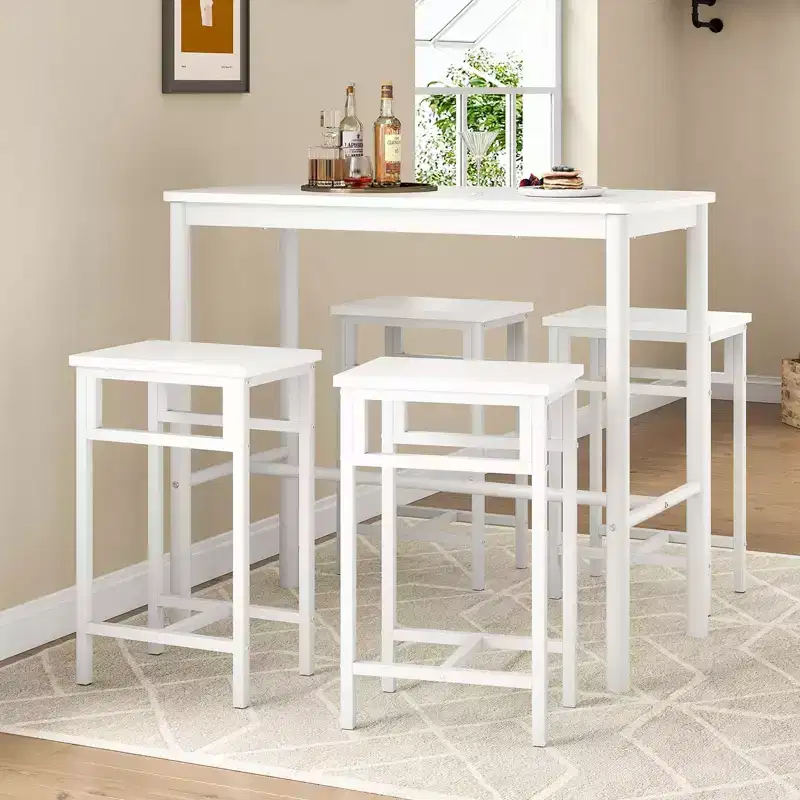47 Counter Height Pub Bar Table White Rectangular Dining Counter Tables For Cafe Kitchen And Studyroom