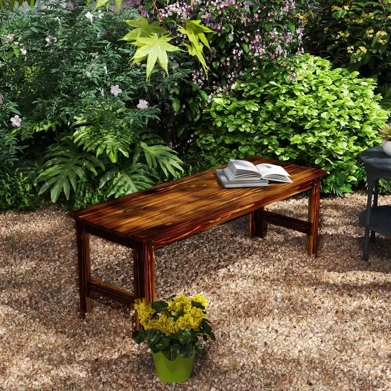 Outsunny 2-Seat Wood Garden Bench, Slated Patio Bench Outdoor Bench