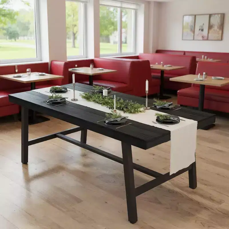 71 Inch Rectangular Dining Table with Adjustable Feet