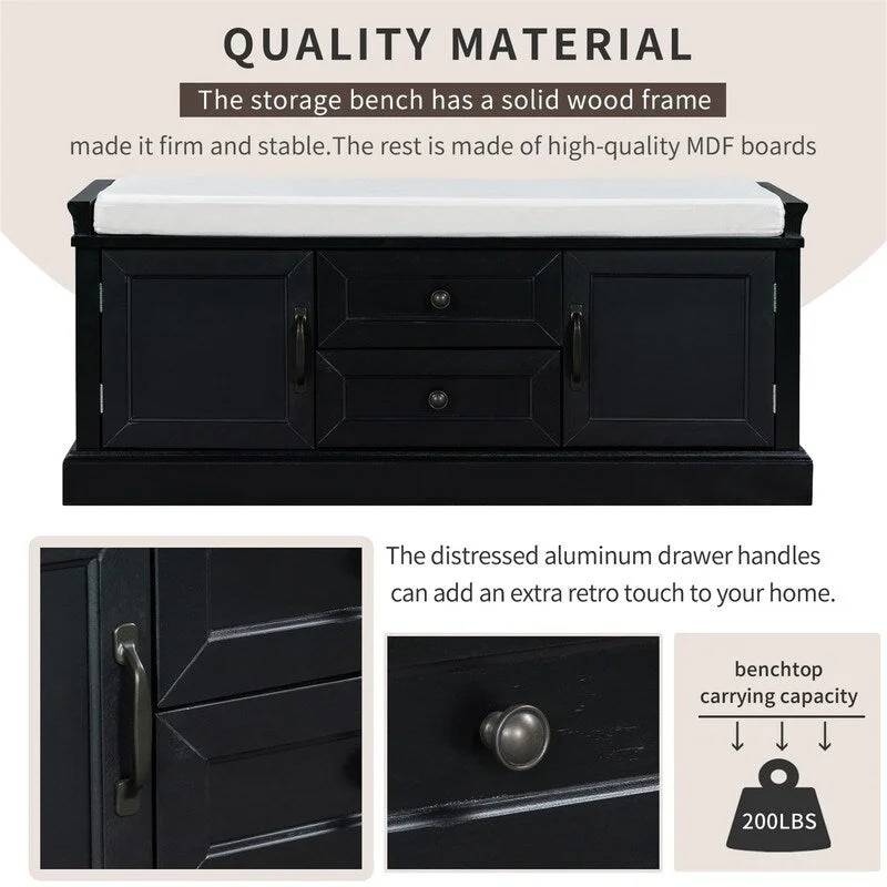 Shoe stool, 2 drawers, 2, removable pads, living room locker, entrance
