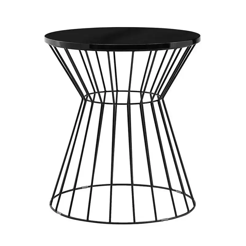 Lulu Side Table French Black - Adore Decor: Mid-Century Modern, No Assembly, Round MDF Top