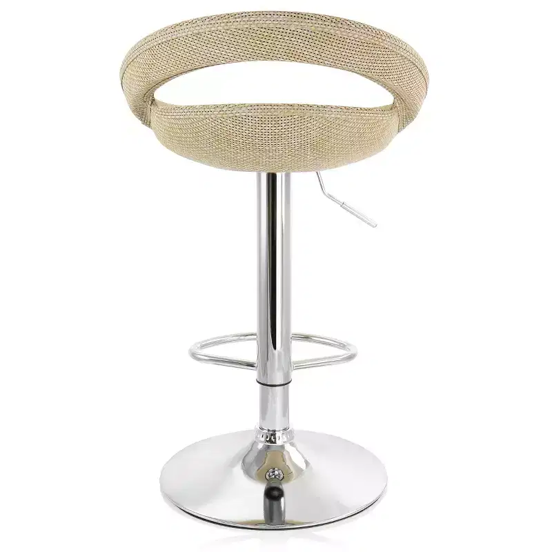 2 Piece Adjustable Rattan Barstool in Gray with Chrome Base