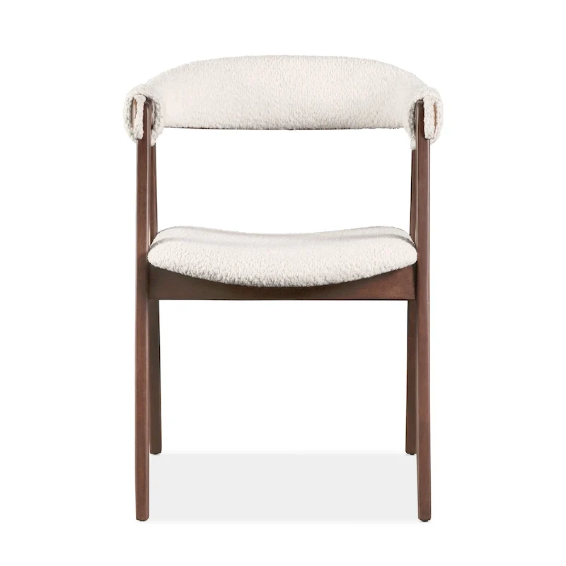 Mid-Century Boucle Wood Dining Chairs (Set of 2)