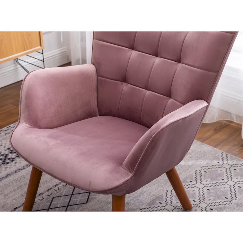 Carson Carrington Aasen Silky Velvet Tufted Accent Chair with Ottoman