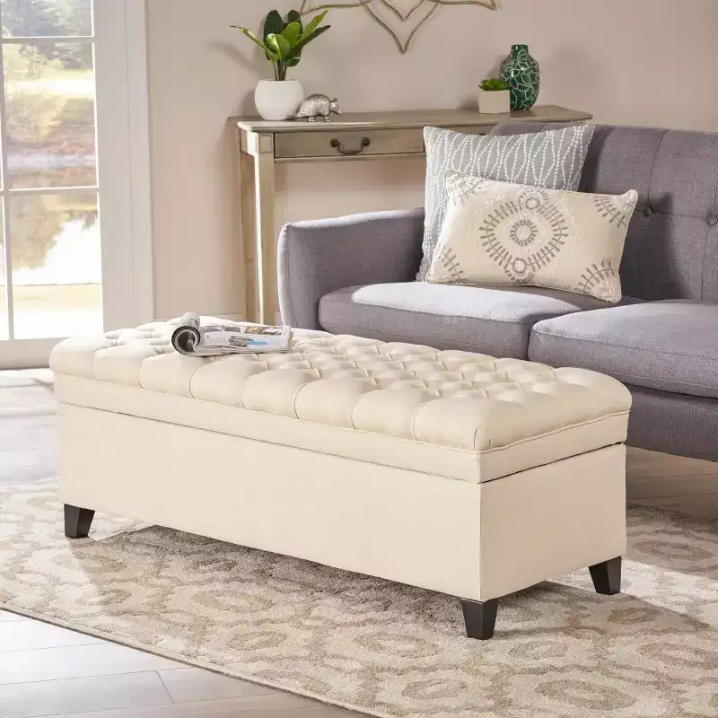 TUYOHW Modern Storage Bench with Large Storage Capacity, Storage Ottoman with Padding Seat, Ottoman Foot Rest for Living Room