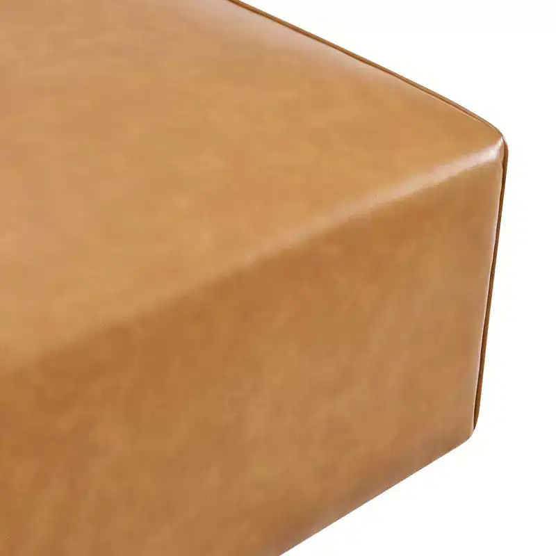Mingle Vegan Leather Ottoman Velvet Tan - Modway: Modern Square Upholstered Padded Seat, Faux Leather, Wood Frame, 37x37x15.5