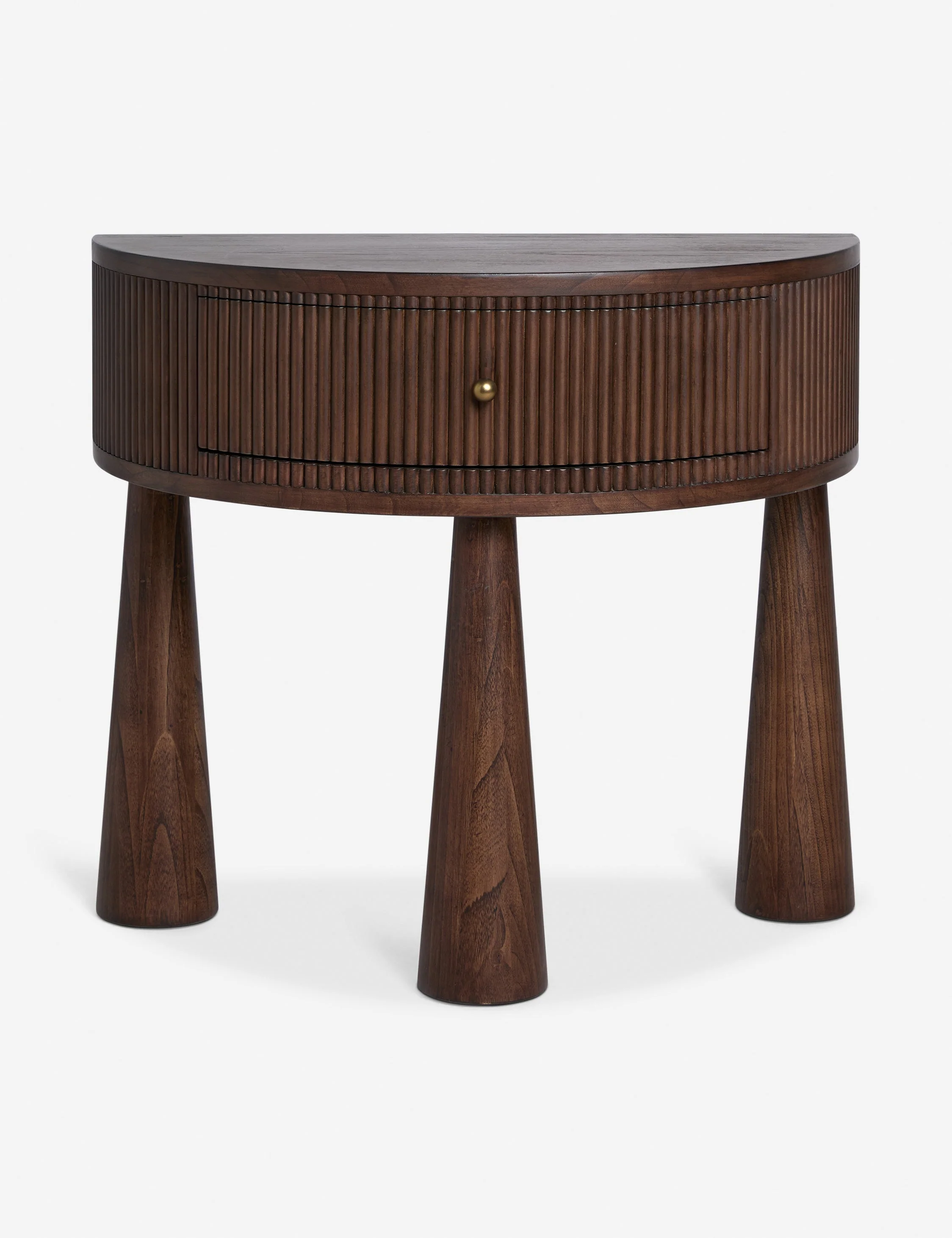 Nightstand Natural grain texture takes a sculptural turn in our nightstand. The modern silhouette is defined by its chunky tapered legs and