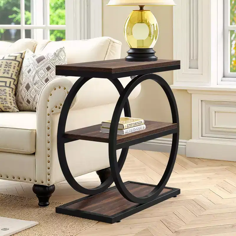 MDF 3-Shelf Side Table with Casters, 25.59