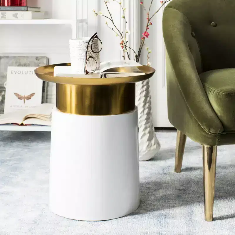 Zenith Tray Top Side Table - ACC3200 - Gold/White - Safavieh