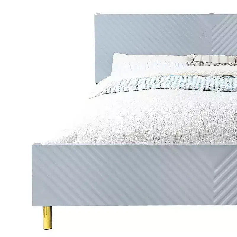 Acme Furniture Queen Gaines Bed Gray High Gloss Finish