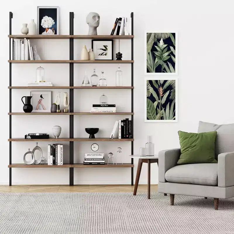 85 Theo 6 Tier Wood Wall Mount Ladder Bookshelf - Nathan James