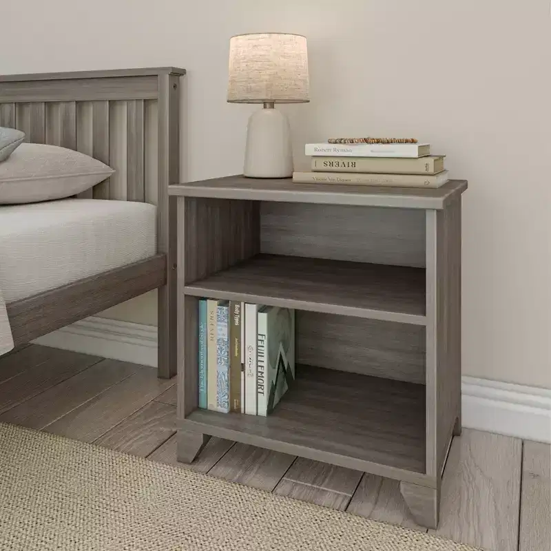 Plank+Beam Solid Wood Nightstand with Shelves